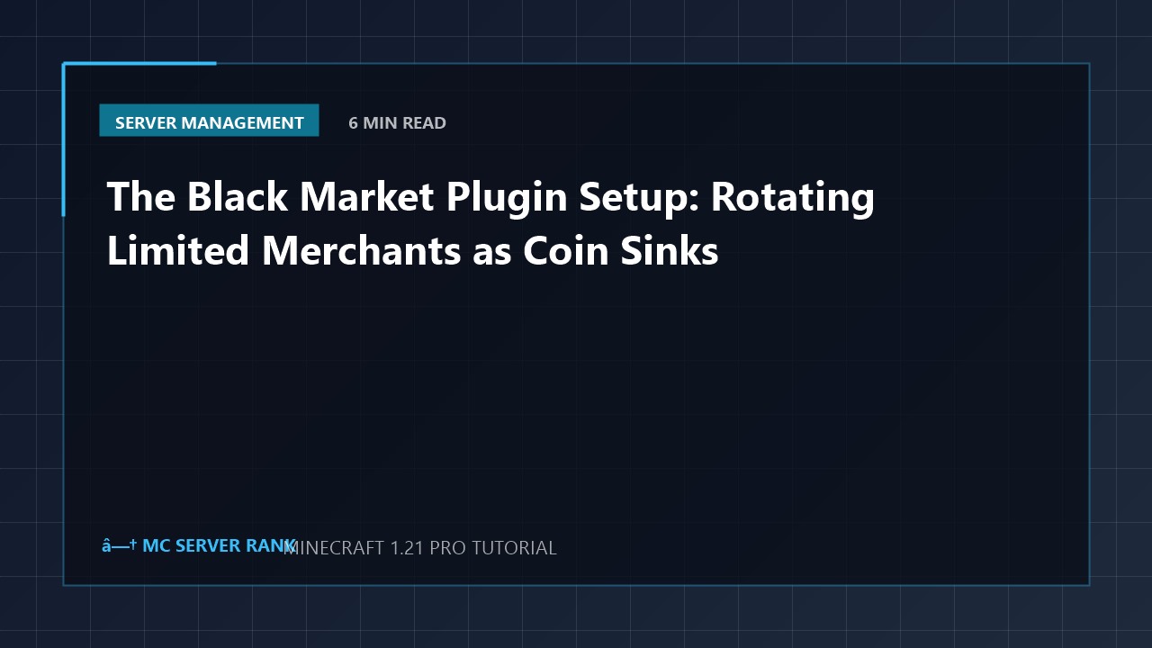 The Black Market Plugin Setup: Rotating Limited Merchants as Coin Sinks