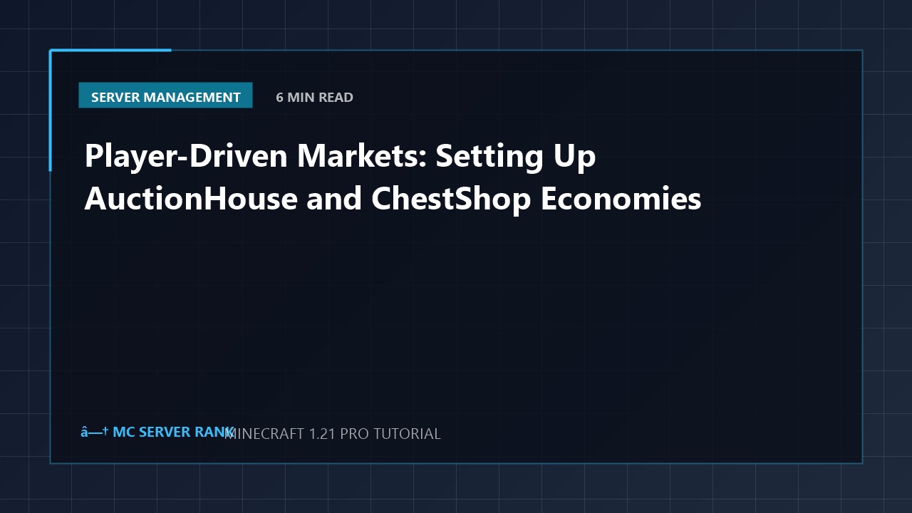 Player-Driven Markets: Setting Up AuctionHouse and ChestShop Economies