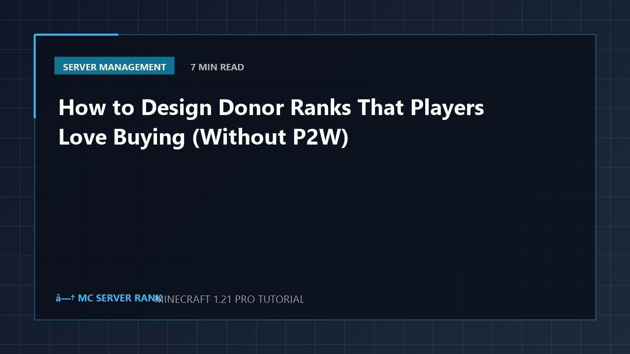 How to Design Donor Ranks That Players Love Buying (Without P2W)