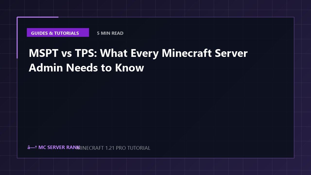 MSPT vs TPS: What Every Minecraft Server Admin Needs to Know